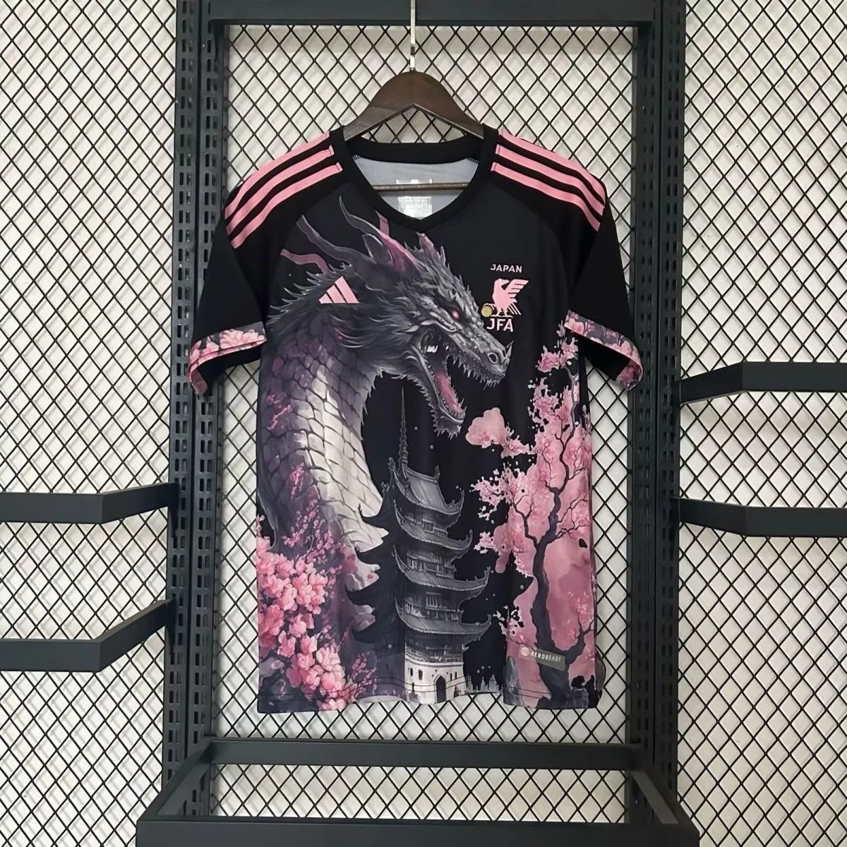 Japan Football Association Black and Pink Dragon Jersey