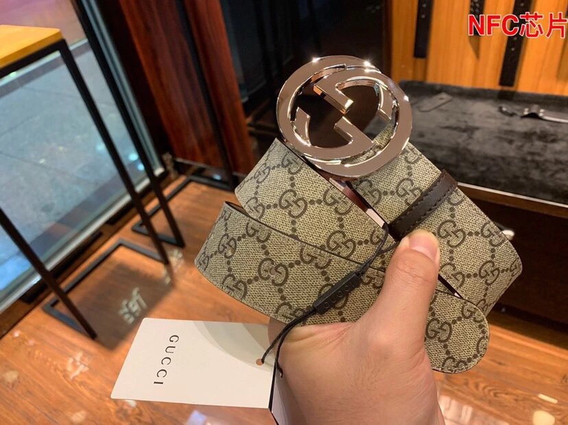 Gucci Beige GG Monogram Belt