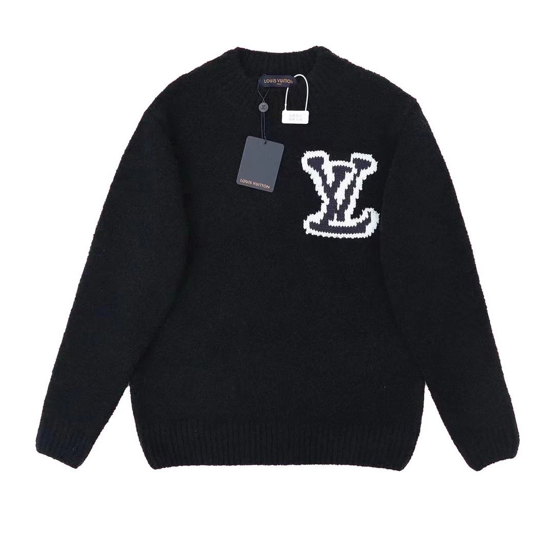 Louis Vuitton Black Logo Knit Sweater