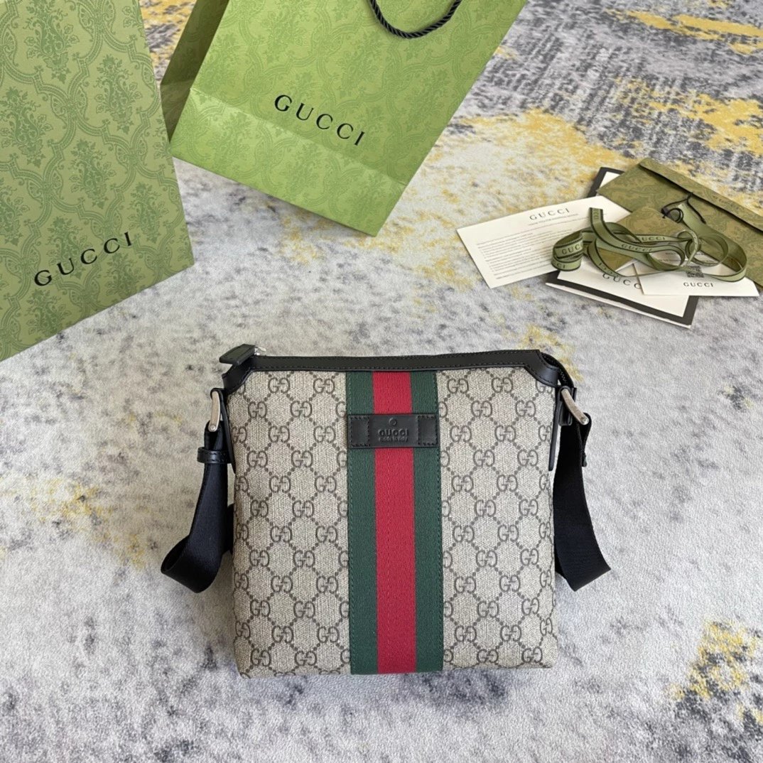 Gucci Beige Web Stripe Crossbody Bag