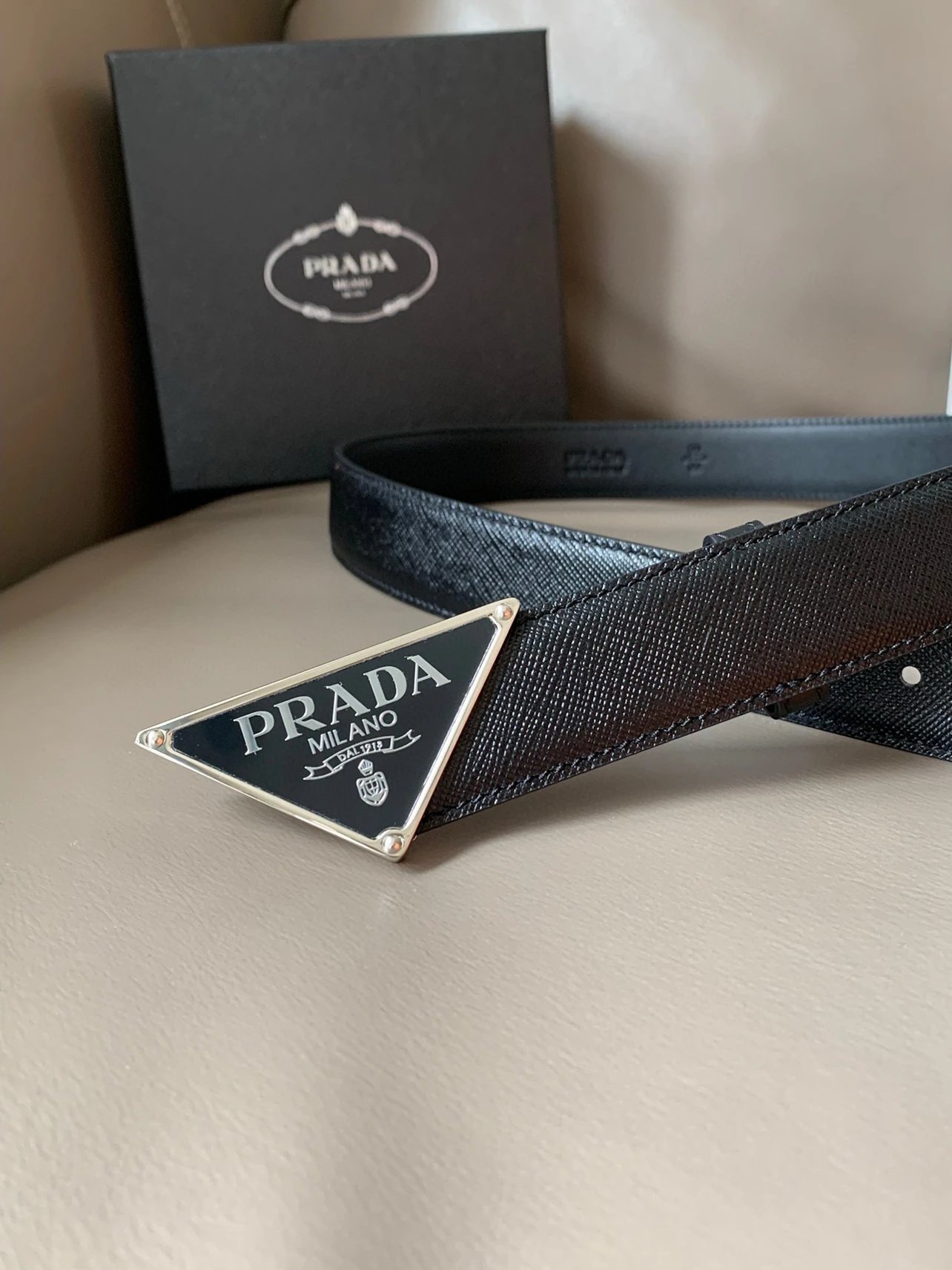 Prada Black Leather Belt