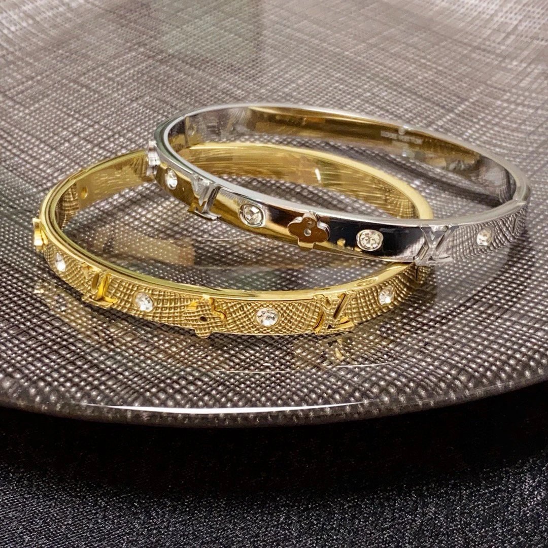 Louis Vuitton Gold and Silver Bangle Bracelets