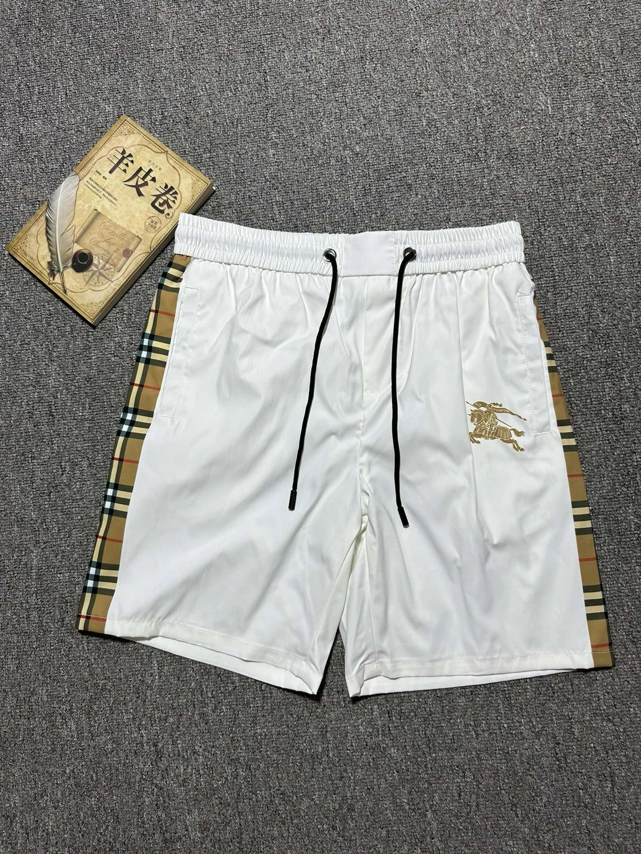Burberry White Plaid Side Panel Shorts
