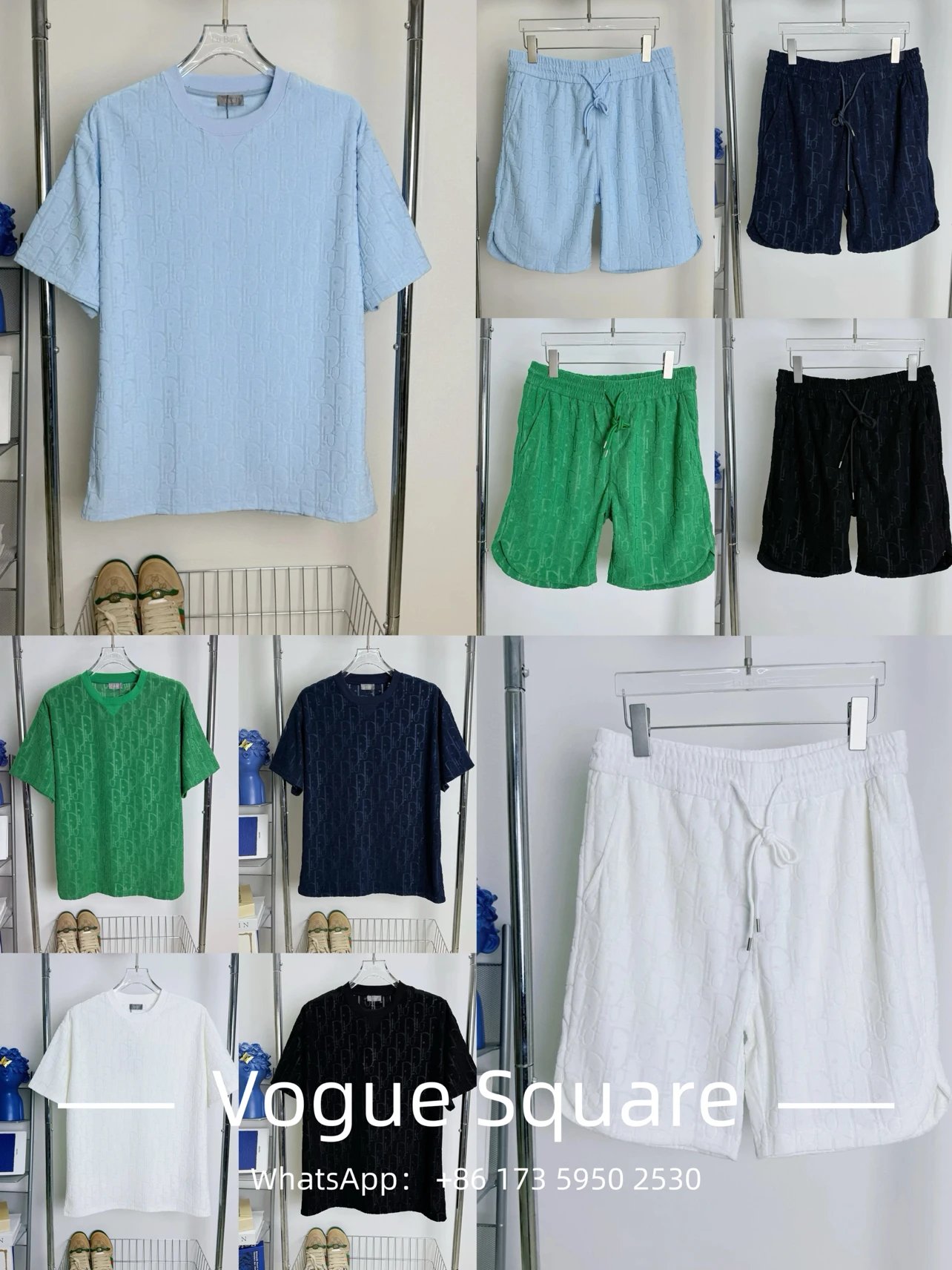 Vogue Square Light Blue Short Sleeve T-Shirt and Shorts Set