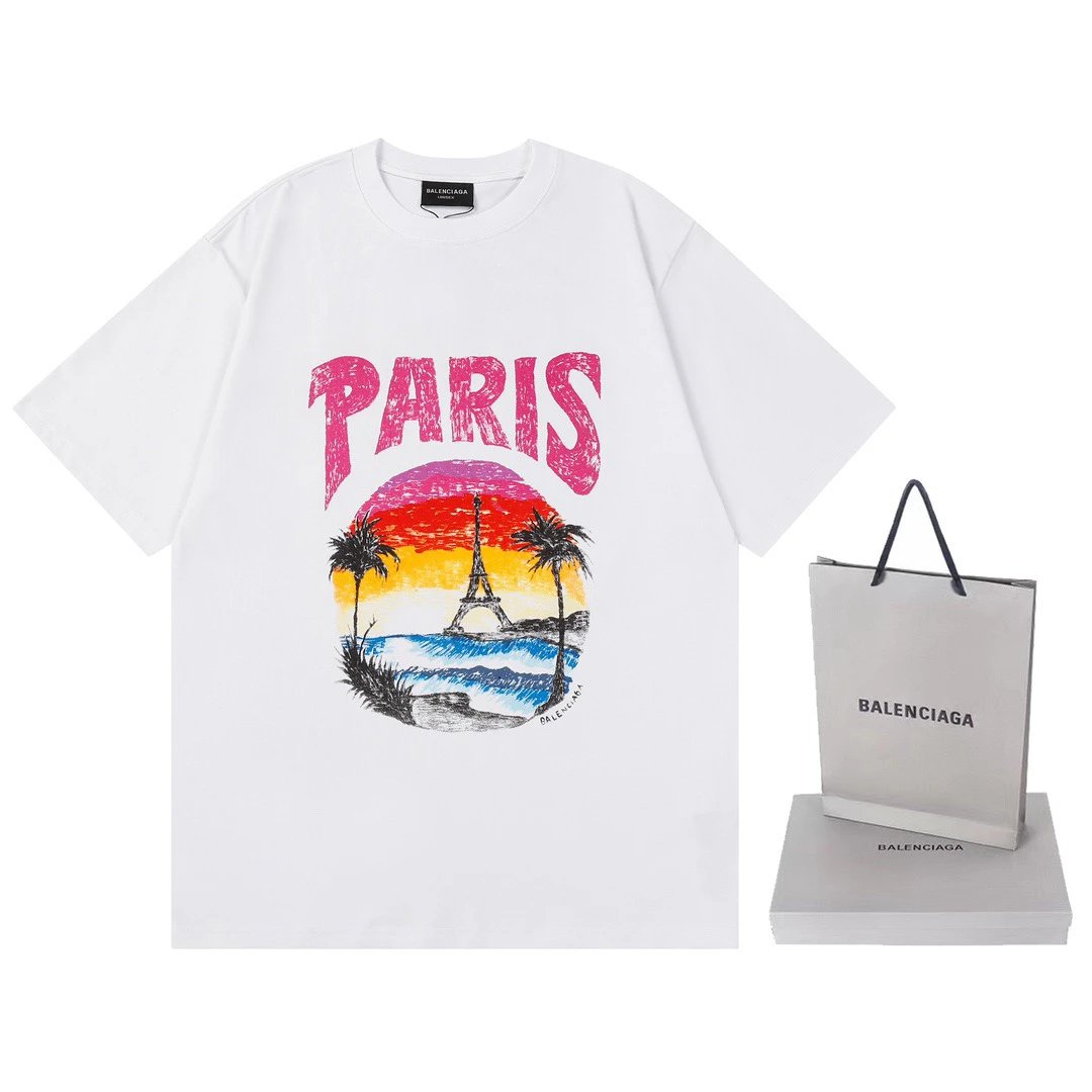 Balenciaga White Paris Graphic T-Shirt