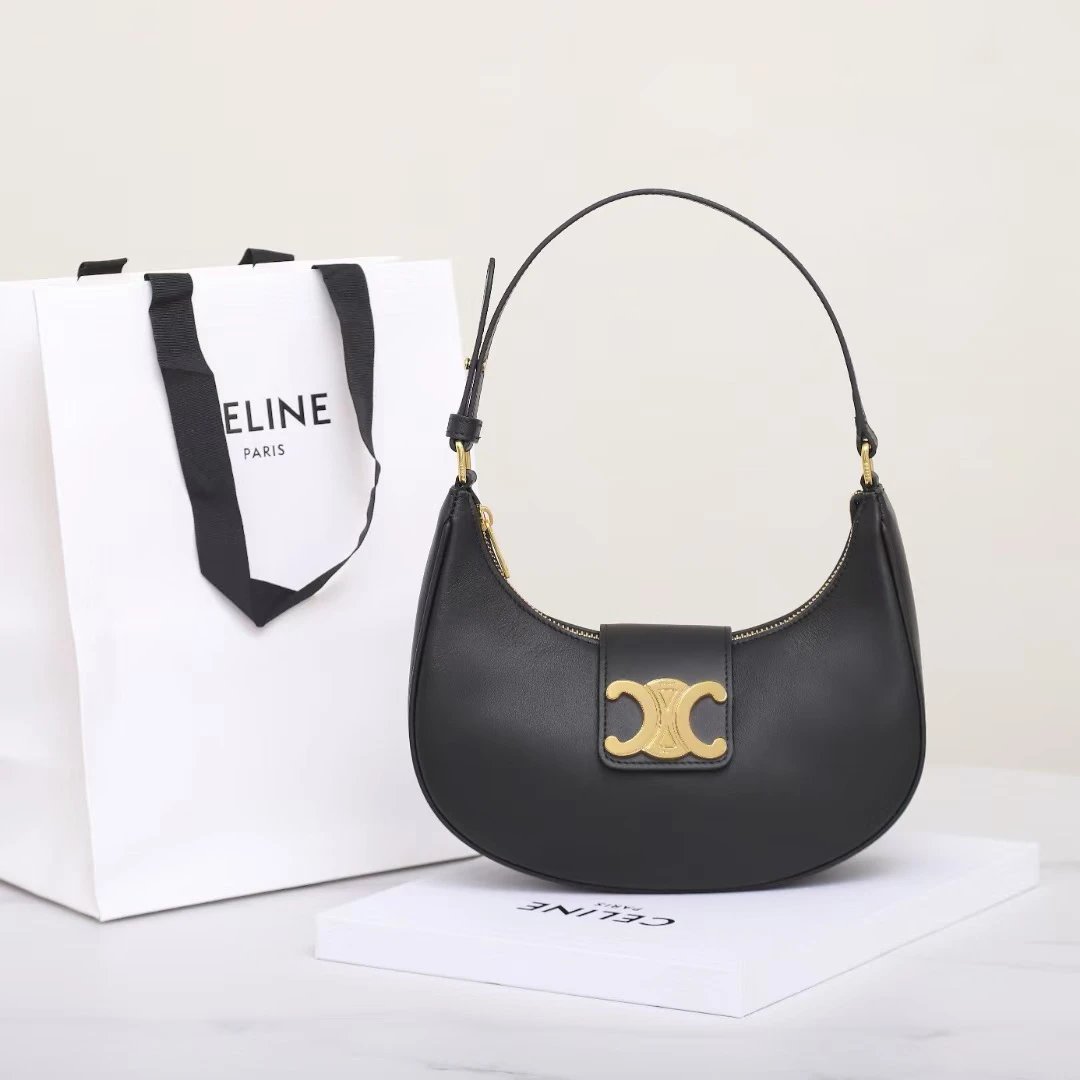 Celine Black Leather Shoulder Bag