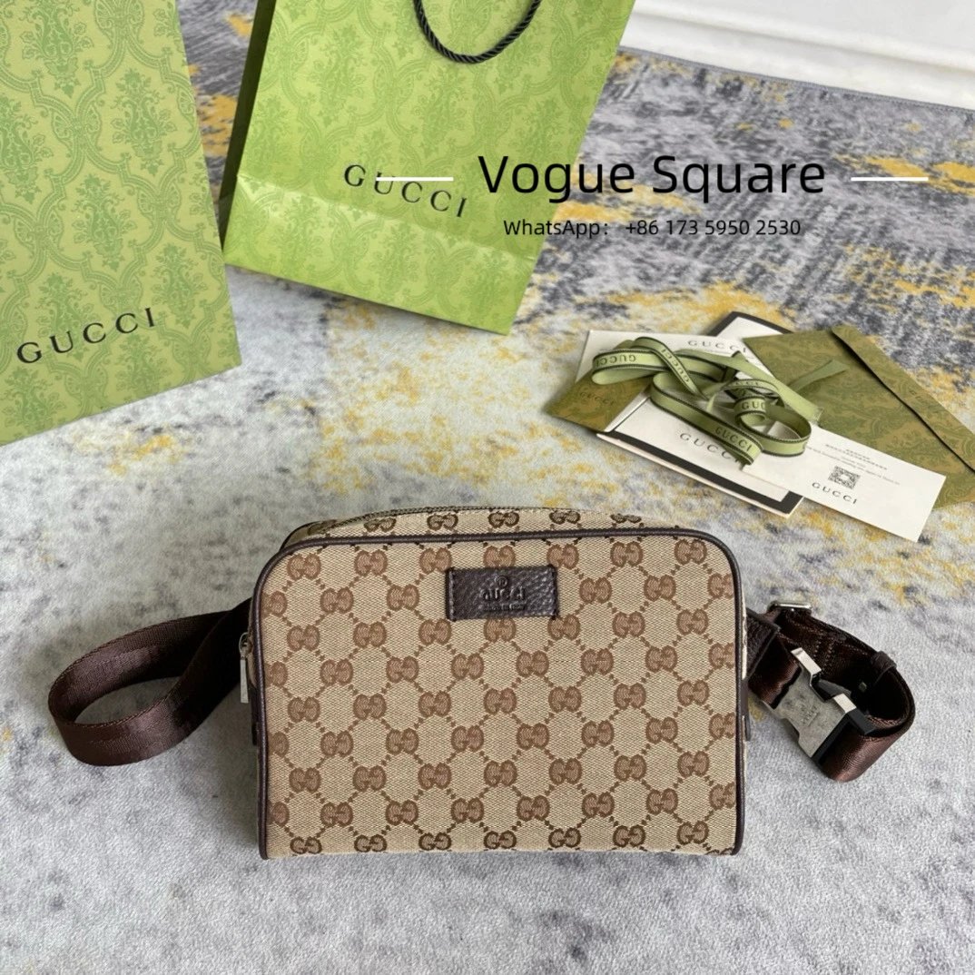 Gucci Beige and Brown GG Canvas Belt Bag