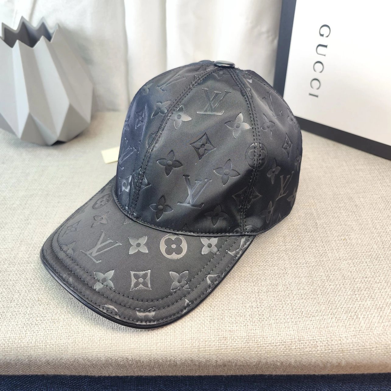 Louis Vuitton Black Monogram Baseball Cap
