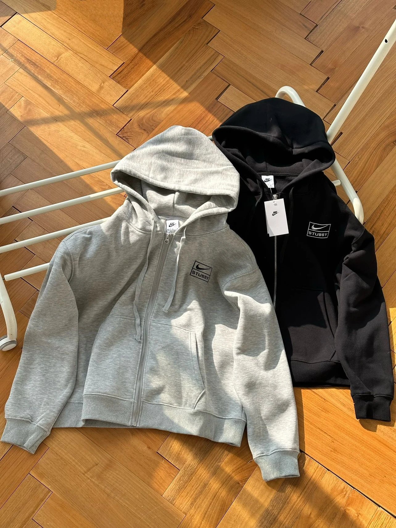 Stussy Nike Grey Black Zip-Up Hoodies