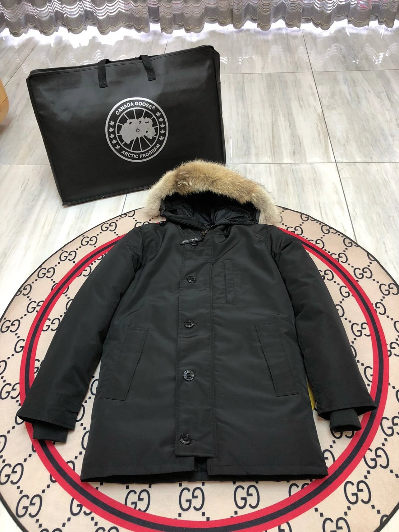 Canada Goose Black Fur Hooded Coat