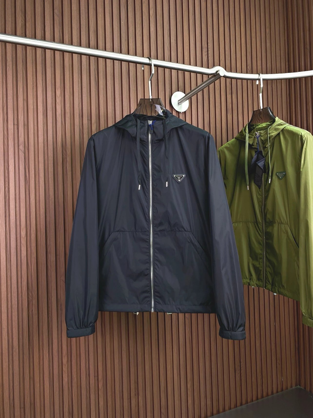 Prada Navy Hooded Windbreaker Jacket