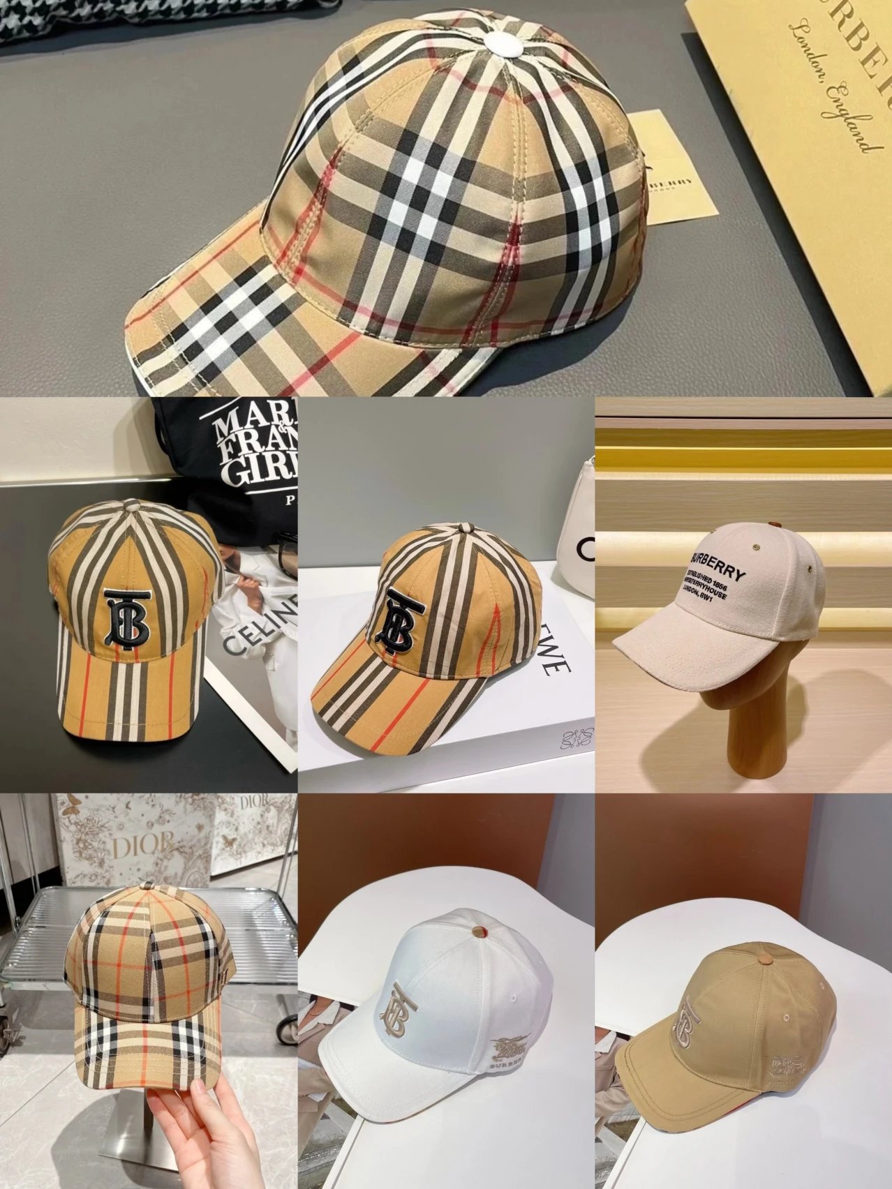Burberry Beige Plaid Baseball Cap