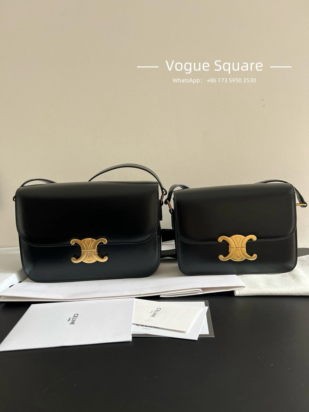 Celine Black Leather Shoulder Bag