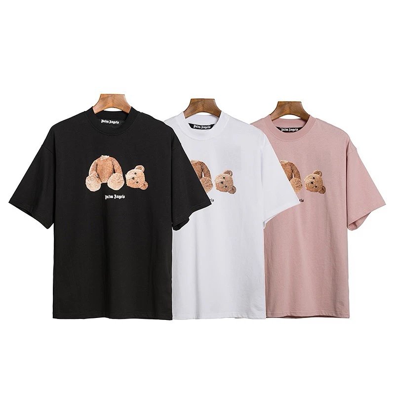 Palm Angels Bear T-Shirt in Black, White, and Pink