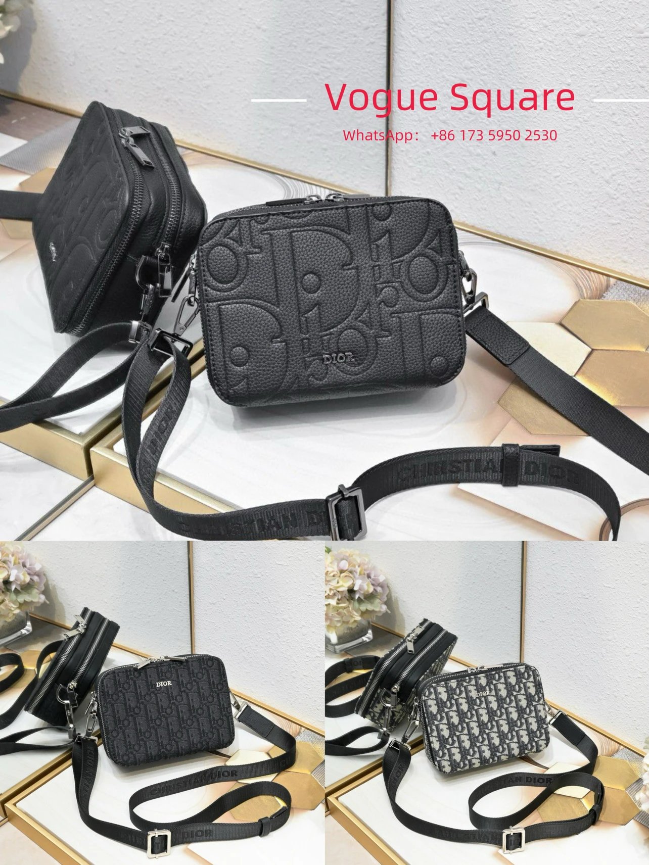 Dior Black Embossed Crossbody Bag