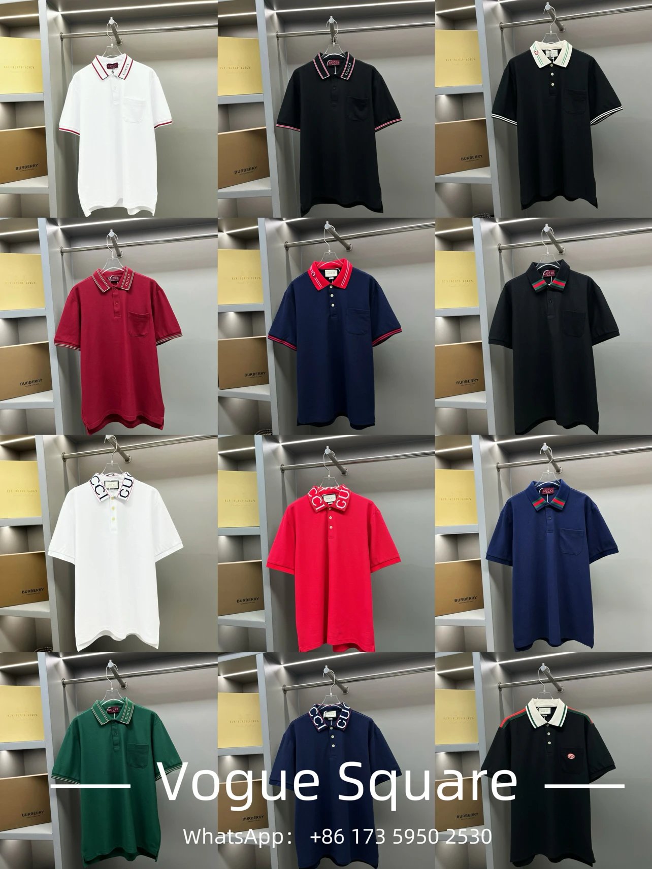 Burberry Multi Color Short Sleeve Polo Shirts