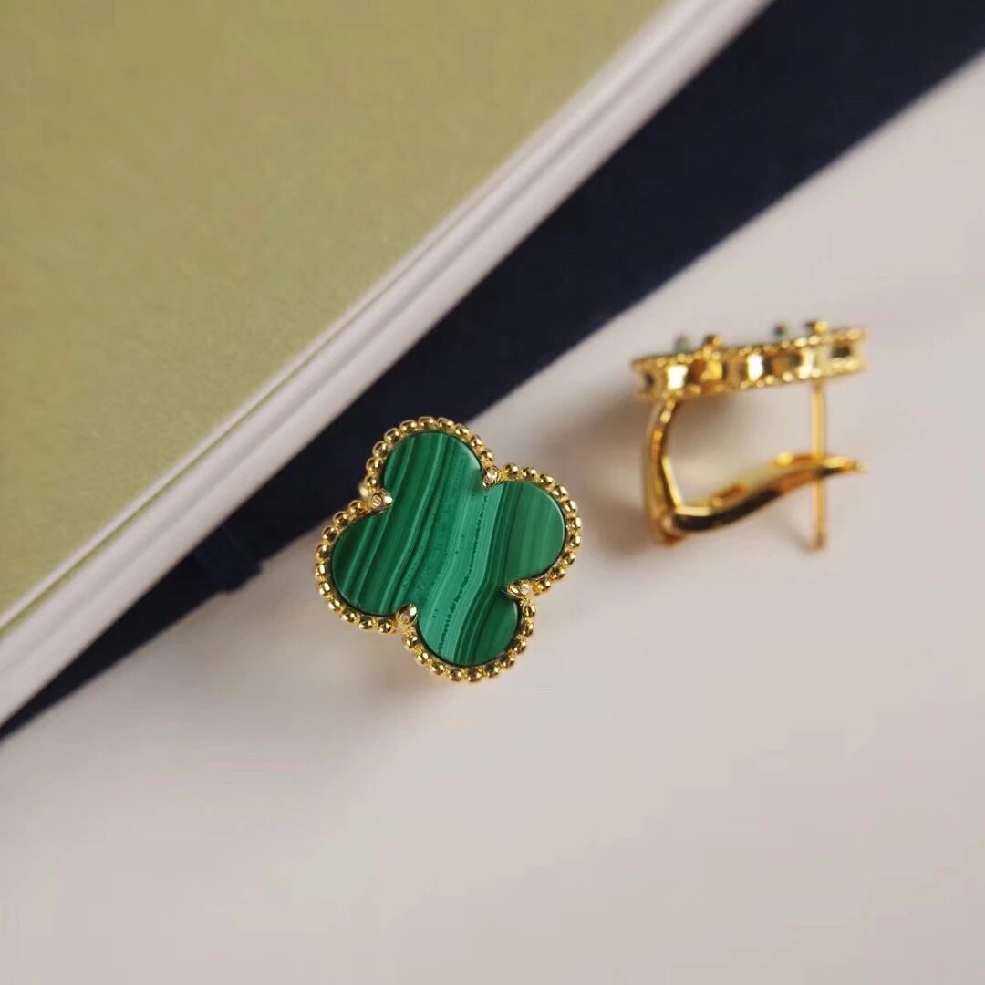 Van Cleef & Arpels Green Four-Leaf Clover Earrings