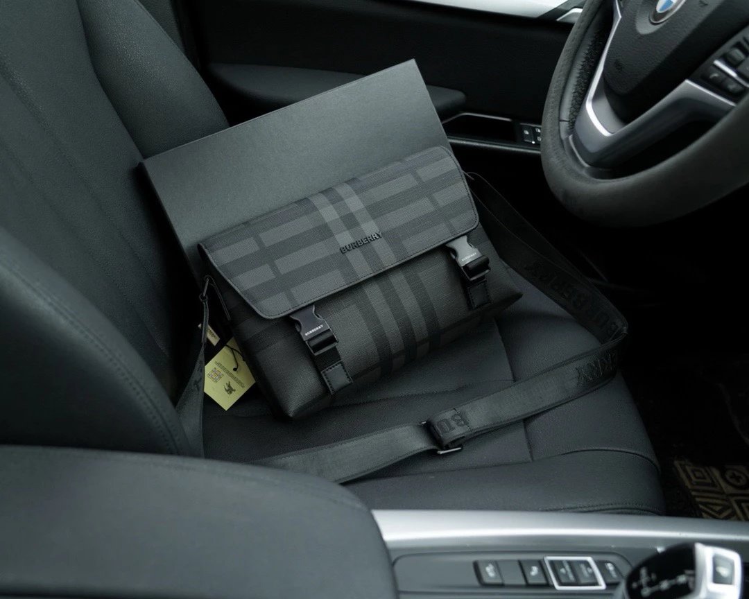 Burberry Black Check Messenger Bag