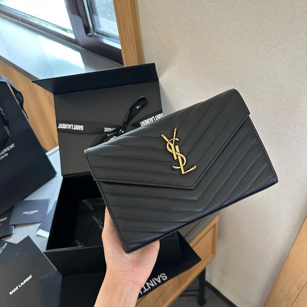 Saint Laurent Black Quilted Clutch Bag