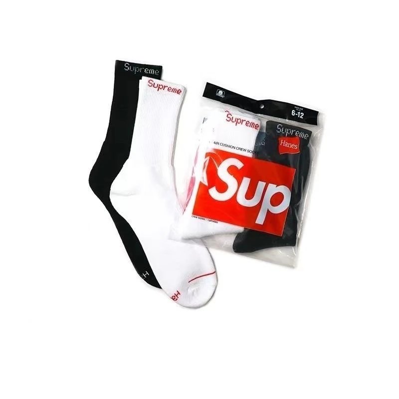 Supreme Black and White Crew Socks Pack