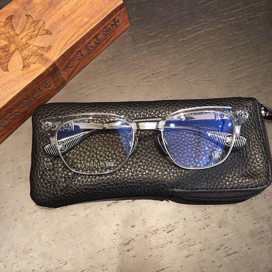 Chrome Hearts Clear Frame Eyeglasses with Leather Case