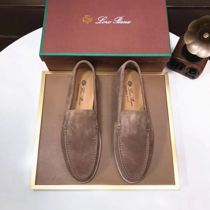 Loro Piana Taupe Suede Loafers