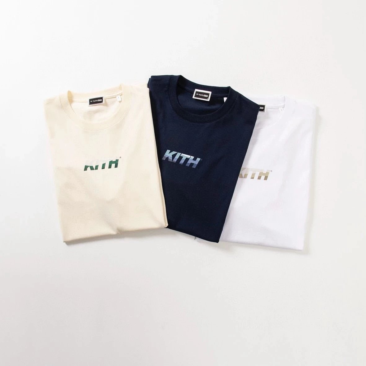 Kith White, Navy, and Beige Short Sleeve T-Shirts