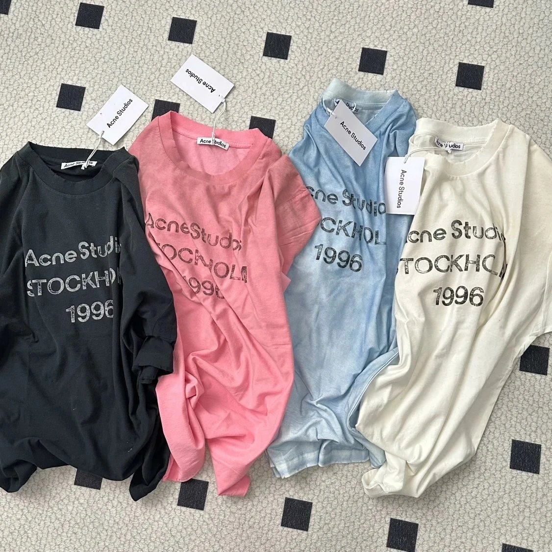 Acne Studios Black Pink Blue White T-Shirt 1996