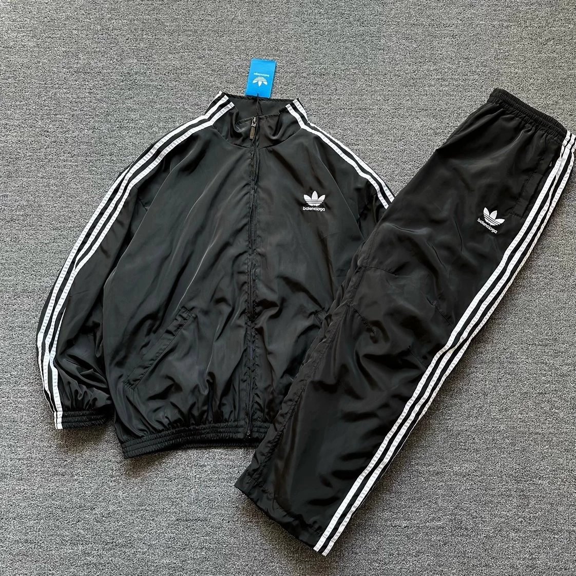 Balenciaga Black Track Jacket and Pants Set
