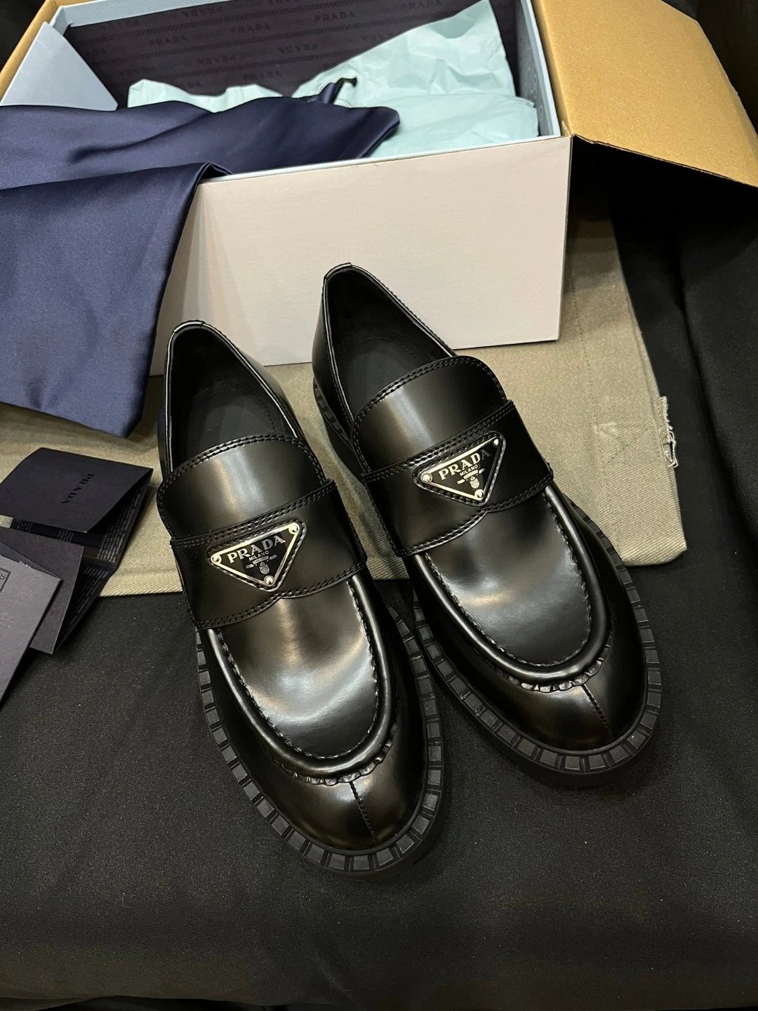 Prada Black Leather Loafers